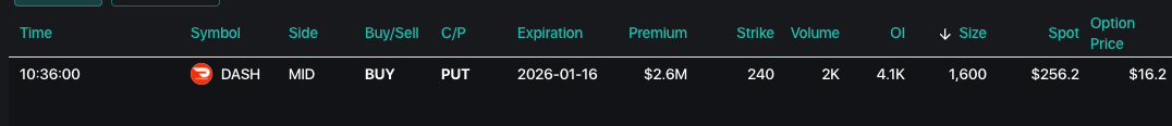 DASH Option Tape Screenshot