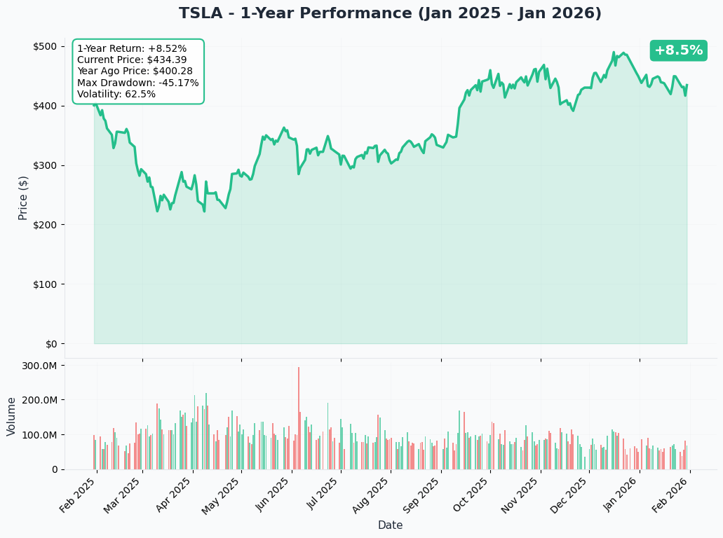 TSLA YTD Price Chart