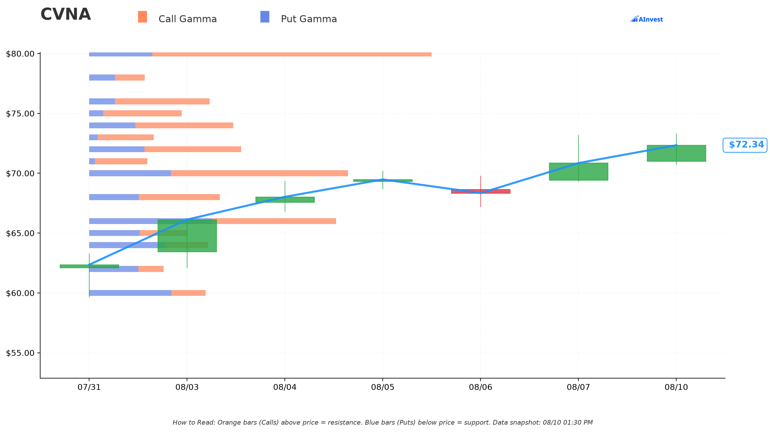 CVNA Gamma Support & Resistance